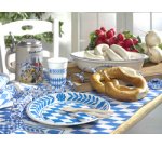 Nappe damassée, (l) 1,0 x (L)10 m, 'bleu bavarois'