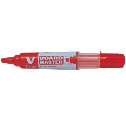 Marqueur pilot v-board master recycle effacable a sec et    rechargeable pointe biseautee large 6 mm coloris rouge