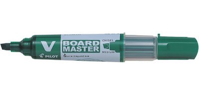 Marqueur pilot v-board master recycle effacable a sec et    rechargeable pointe biseautee large 6 mm coloris vert