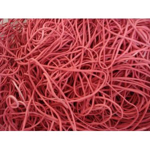 Rubberen elastieken,  lengte: 50/78 mm, 1 kg, rood