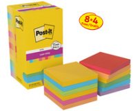 Bloc-note adhésif super sticky notes, 76x76 mm, 8+4