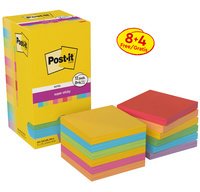 Bloc-note adhésif super sticky notes, 76x76 mm, 8+4