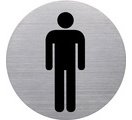 Pictogramme 'the badge' WC-Hommes, rond, argent