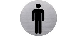 Pictogramme 'the badge' WC-Hommes, rond, argent