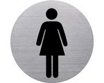Pictogram 'het badge' WC dames, rond, zilver