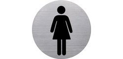 Piktogramm 'das Abzeichen' WC-Damen, rund, silber