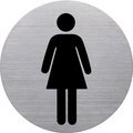 Pictogram 'het badge' WC dames, rond, zilver