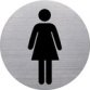 Pictogram 'het badge' WC dames, rond, zilver