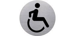 Pictogram 'the badge' toiletten voor mindervaliden, rond, zilver