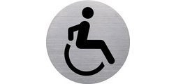Pictogramme 'the badge' WC handicapés', rond, argent