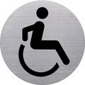 Pictogramme 'the badge' WC handicapés', rond, argent