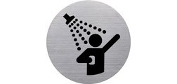 Pictogramme 'the badge' douche, rond, argent