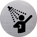 Pictogram 'the badge' douche, rond, zilver