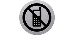 Pictogram 'the badge' mobile phone prohibited, silver