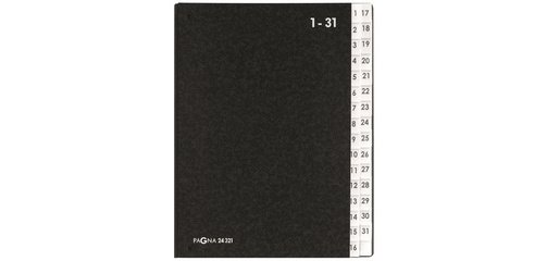 Accordion file, A4 size, 1-31, black