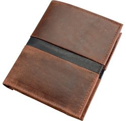 Portefeuille, cuir, format haut, marron foncé