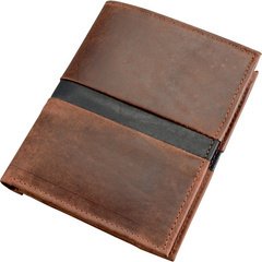 Portefeuille, cuir, format haut, marron foncé