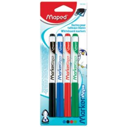 Marqueur effaçable Bic Marker'Peps pointe ogice - Boîte de 4 couleurs assorties