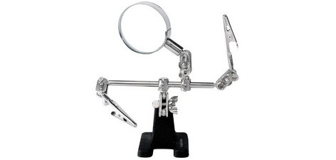 Support de montage 'troisième main', avec loupe