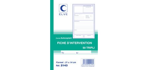 Manifold 'Fiche d'intervention', original + 2 duplicata