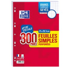 Feuilles simples perforées, A4, Seyès, Offre Spéciale