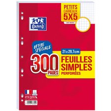  Feuilles mobiles perforées, A4, quadrillé, Offre