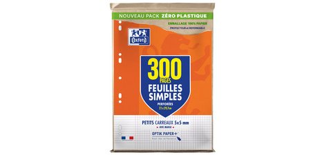 Feuilles simples perforées, A4, quadrillé, Offre