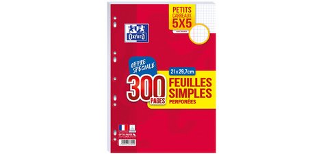  Feuilles mobiles perforées, A4, quadrillé, Offre