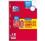 Feuilles simples perforées, A4, seyès, MAXI PACK