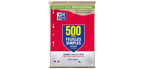 Feuilles simples perforées, A4, seyès, MAXI PACK