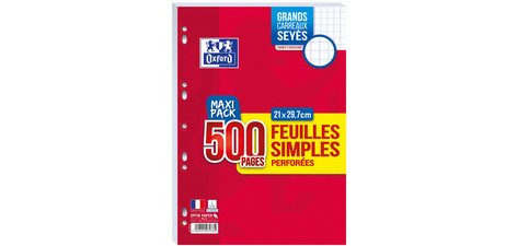 Feuilles simples perforées, A4, seyès, MAXI PACK