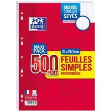 Feuilles simples perforées, A4, seyès, MAXI PACK