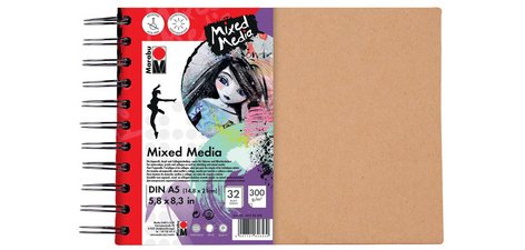 Cahier à spirale 'Mixed Media', format A4, 300 g/qm,
