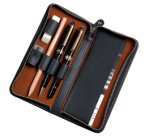 Etui pour 3 stylos, cuir, noir
