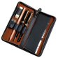 Etui voor 3 pennen, leer, zwart