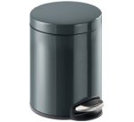 Poubelle à pédale métal, rond, 5 litres, anthracite