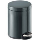 Poubelle à pédale métal, rond, 5 litres, anthracite