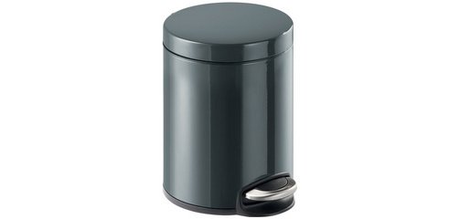 Poubelle à pédale métal, rond, 5 litres, anthracite