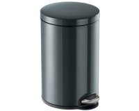 Poubelle à pédale métal, rond, 12 litres, anthracite