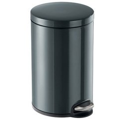 Poubelle à pédale métal, rond, 12 litres, anthracite