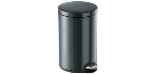 Poubelle à pédale métal, rond, 12 litres, anthracite