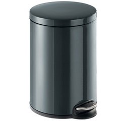 Poubelle à pédale métal, rond, 20 litres, anthracite