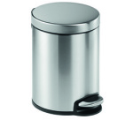 Poubelle à pédale inox, rond, 5 litres, argent