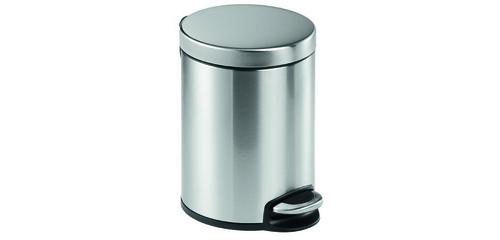 Durable pedal bin, stainless metal, 5 L capacity