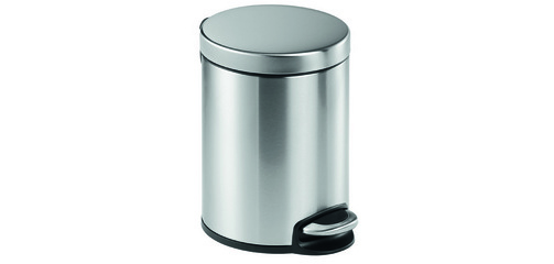 Poubelle à pédale inox, rond, 5 litres, argent
