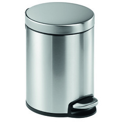 Poubelle à pédale inox, rond, 5 litres, argent