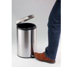 Poubelle à pédale inox, rond, 5 litres, argent