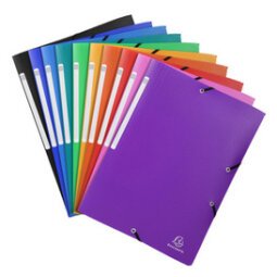 3 Flap Folders with Elastic Straps Opak Polypropylene A4. - Assorted colours