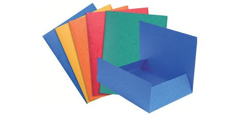 Aktenmappen mit 3 Klappen ohne Gummizug, Colorspan-Karton 390g, 24x32cm für DIN A4