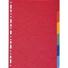 Intercalaires carte 220g 6 positions - A4 maxi - Couleurs assorties